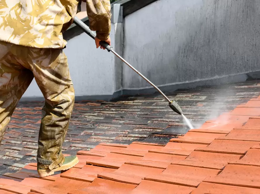 Roof pressure washing